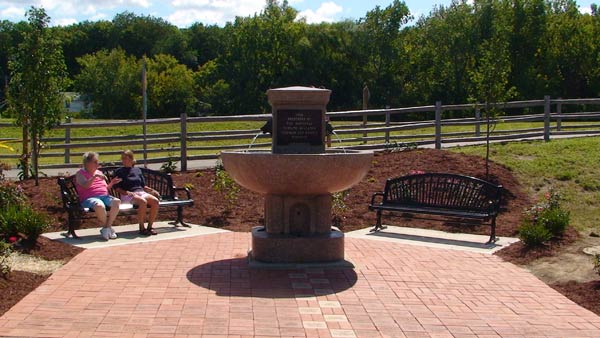 National Humane Alliance Fountain at the Division Street entrance to the Derby Greenway